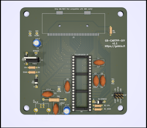 GB-CARTPP-DIY v1.1 KiCad 3D view