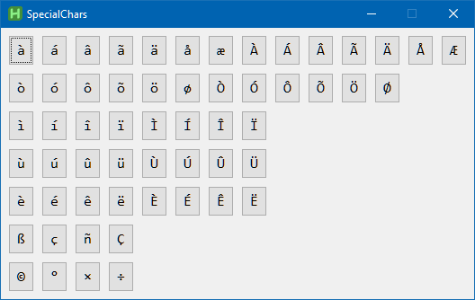 SpecialChars screenshot