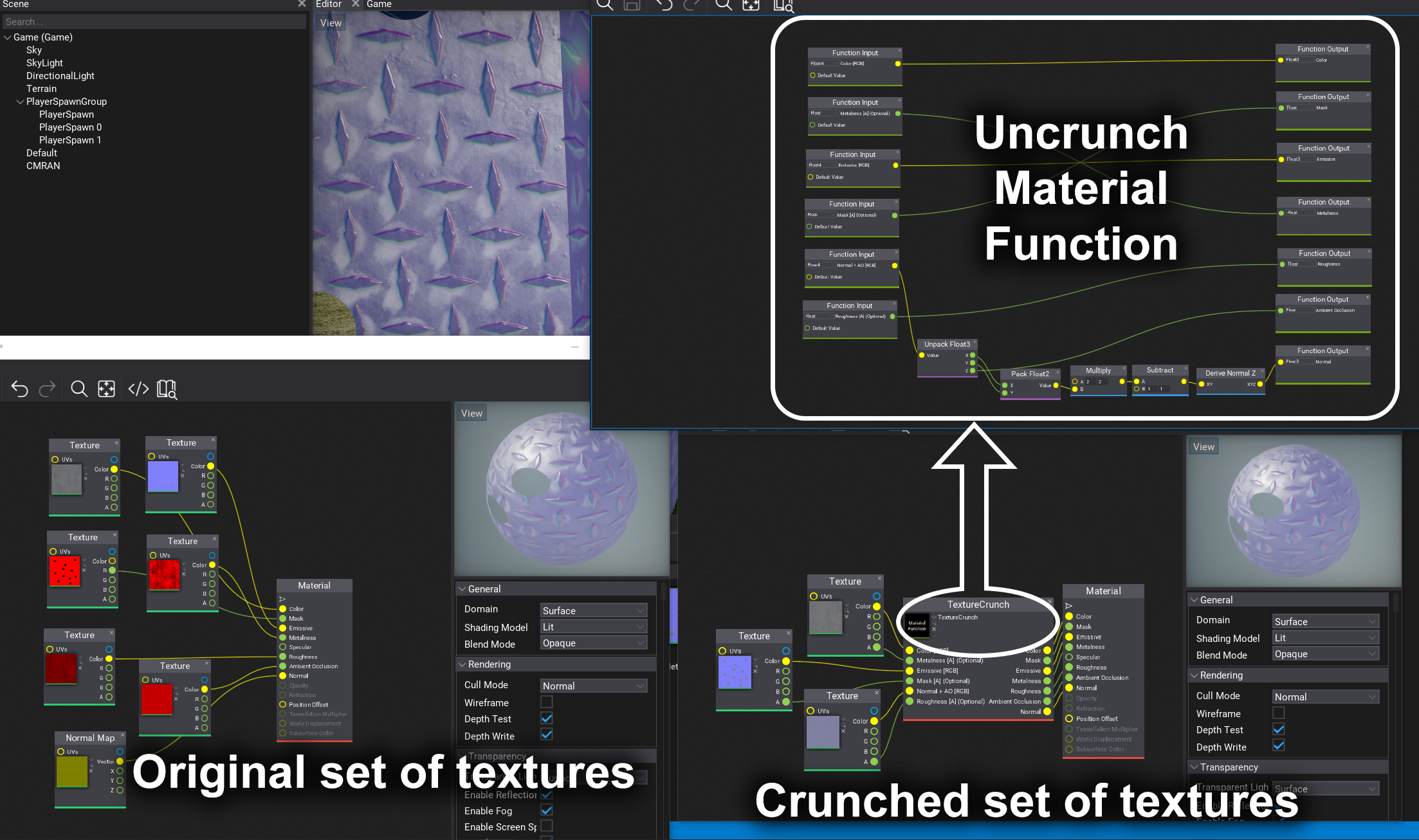 Example of the tool crunching textures