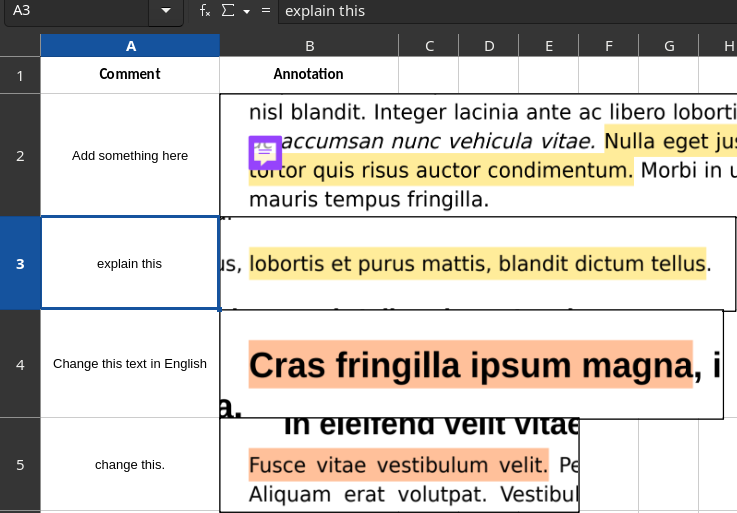 An Image showing the generated Excel 2007+ sheet