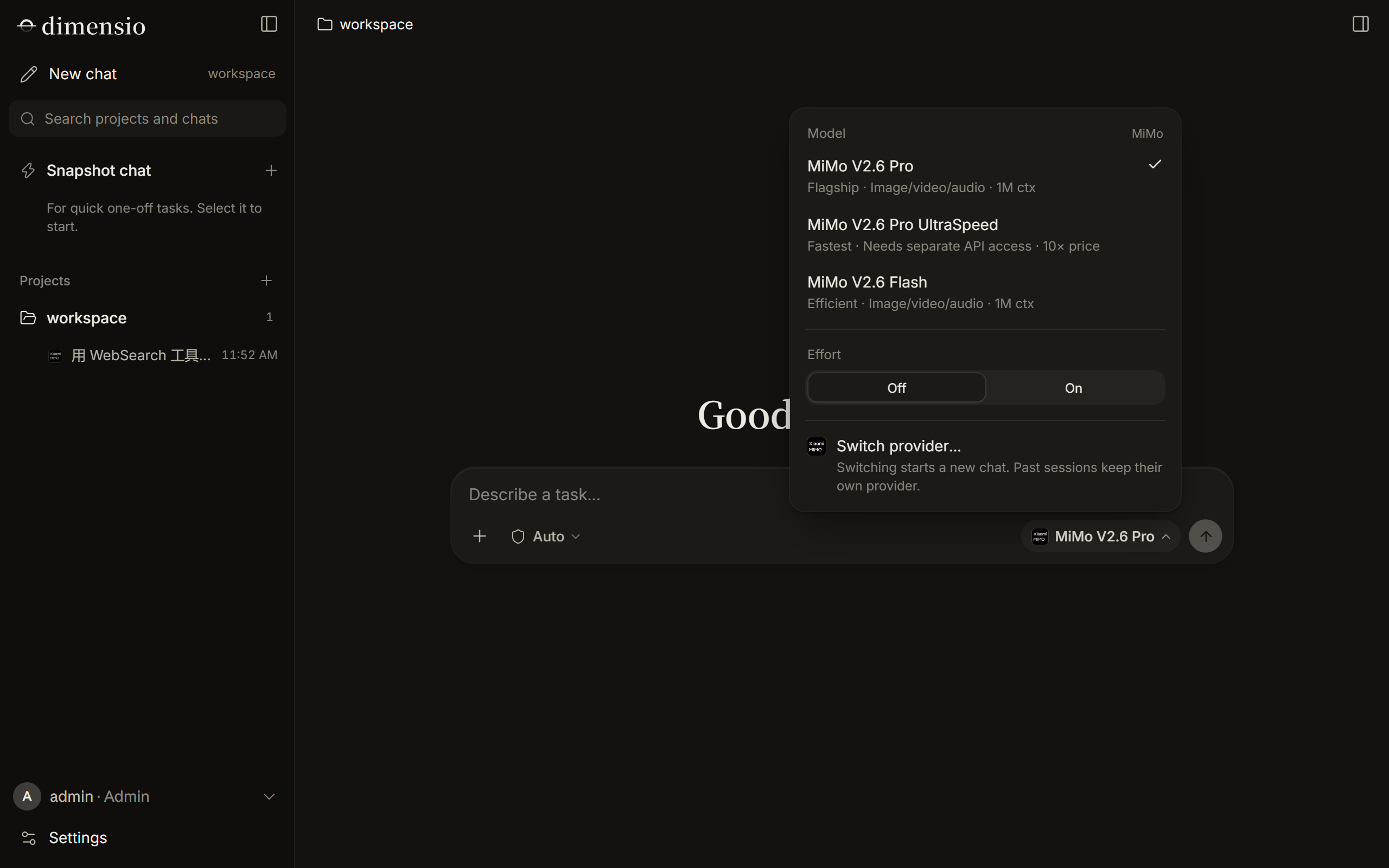The dimensio model picker
