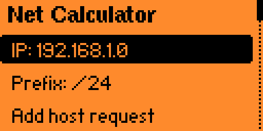 Net Calculator for Flipper Zero main screen