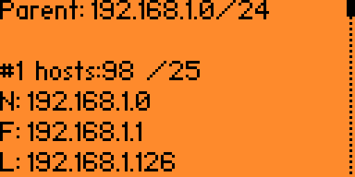 Net Calculator for Flipper Zero results screen