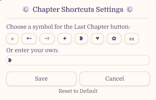 Chapter Shortcuts Menu