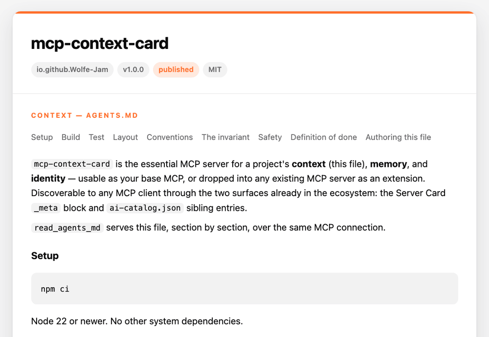 the context card, light theme