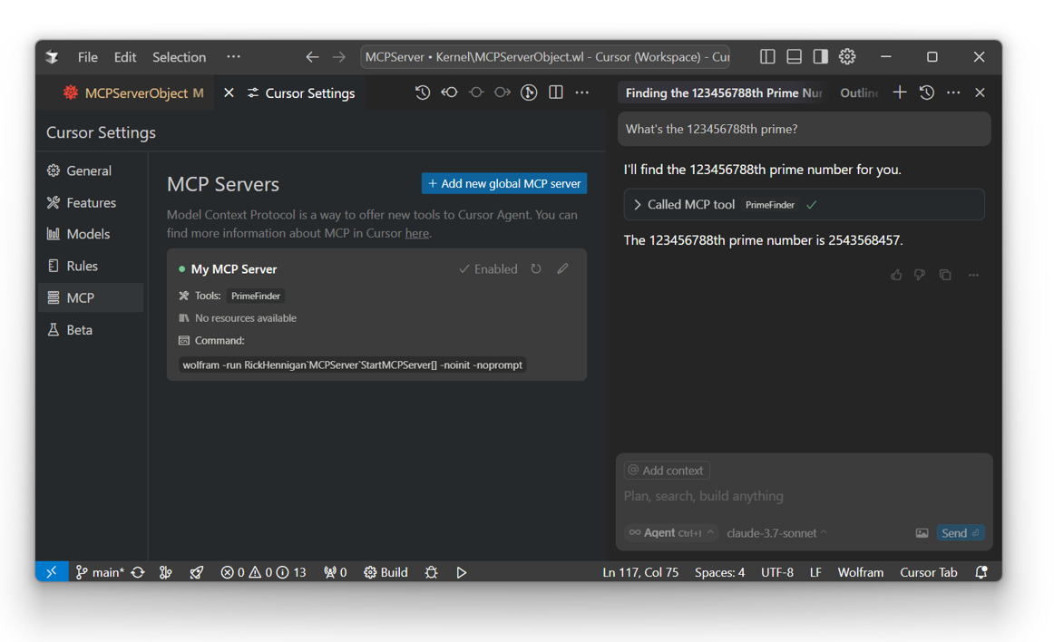 Cursor MCP Chat Screenshot