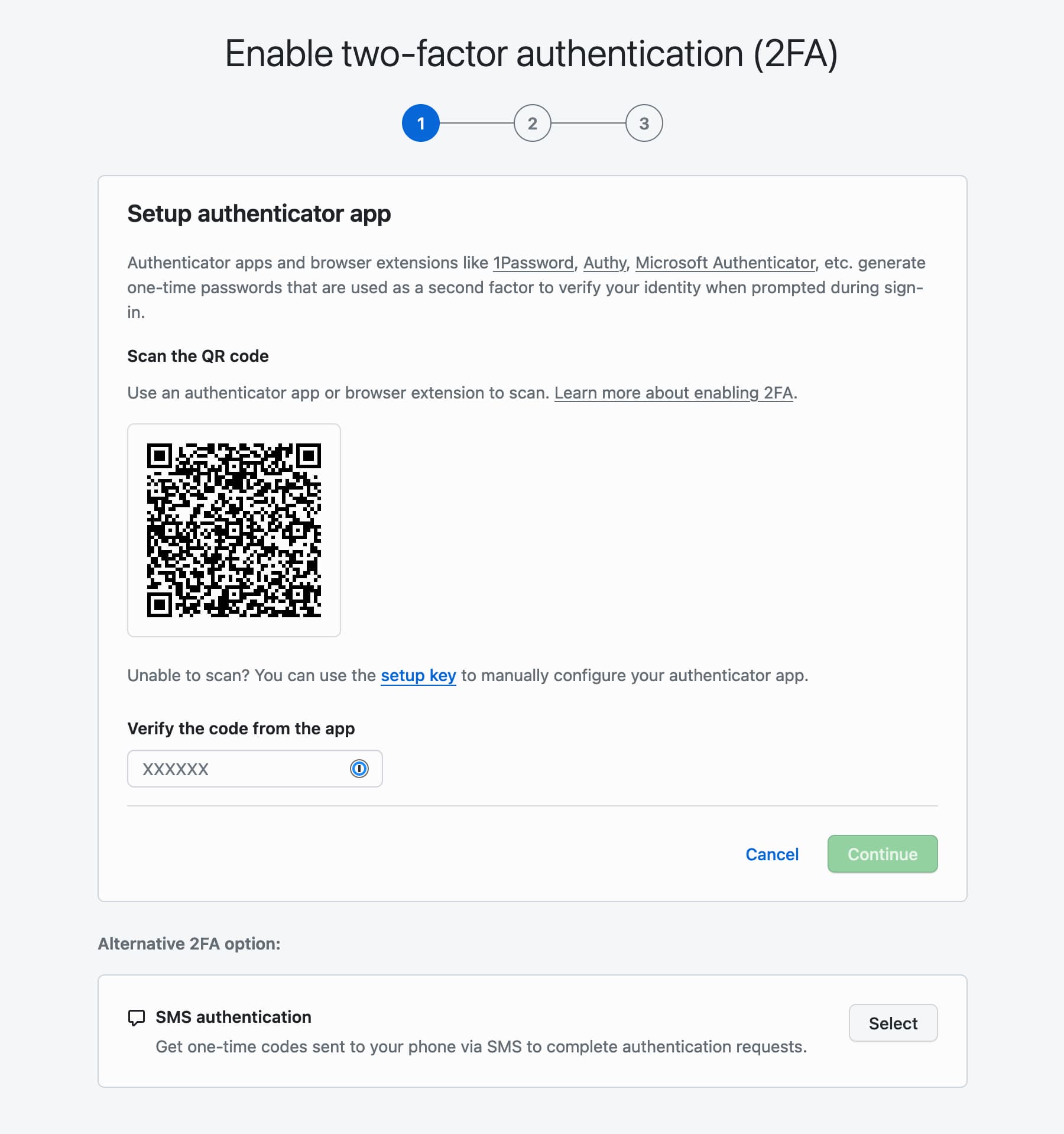 Escanea el QR con una app de autentificación e introduce el código que te ofrece en la casilla bajo el mismo QR