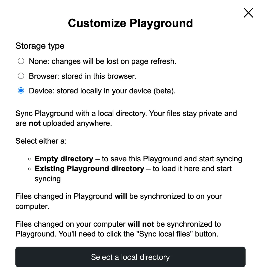 Captura de un tipo de almacenamiento