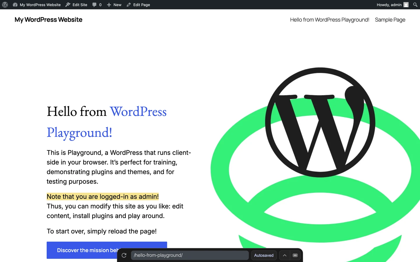 Ang Playground na nakatago ang mga tool ng Dock