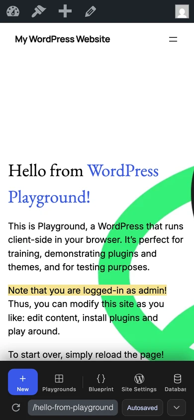Ang Dock sa isang mobile viewport