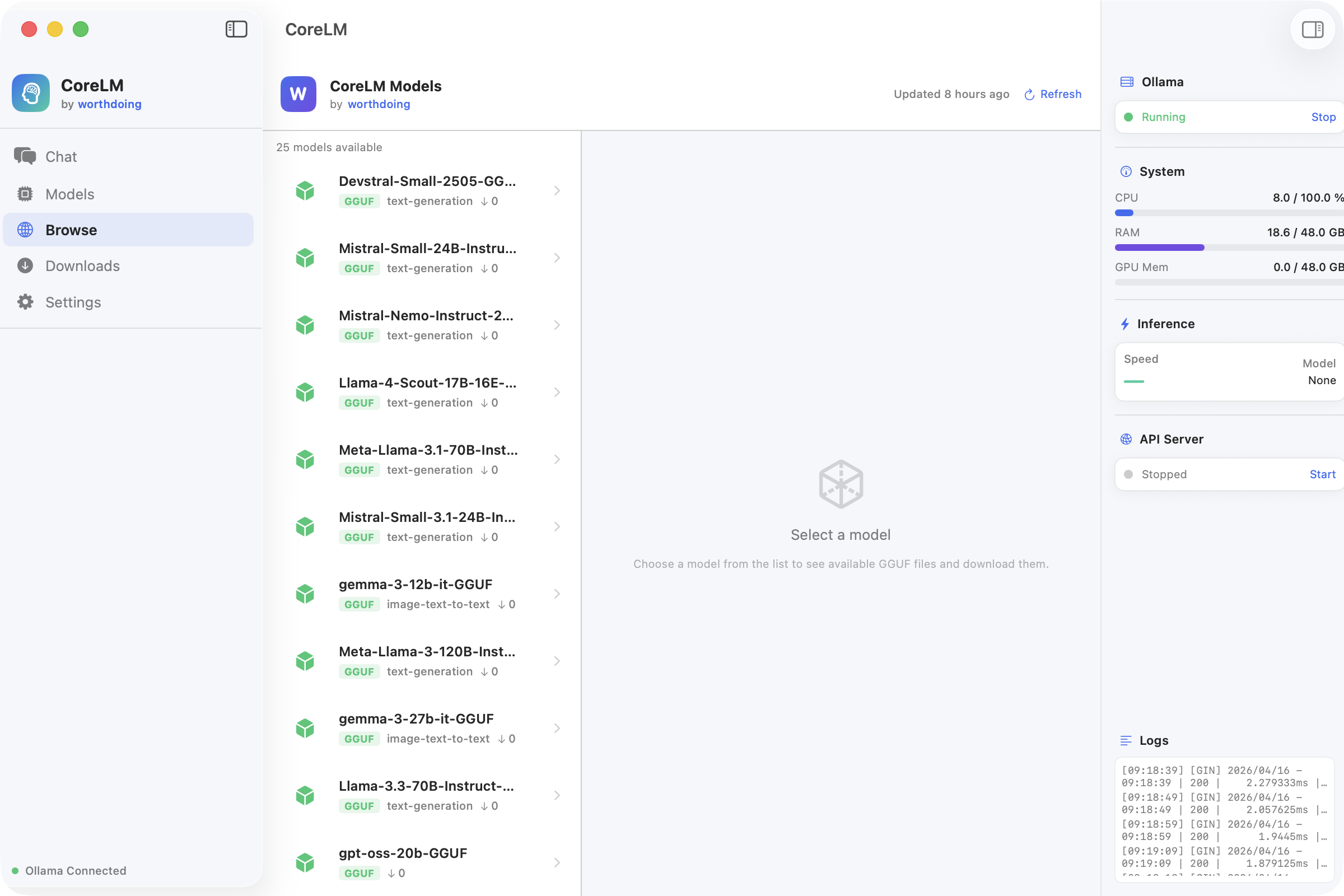 CoreLM — Model Browser