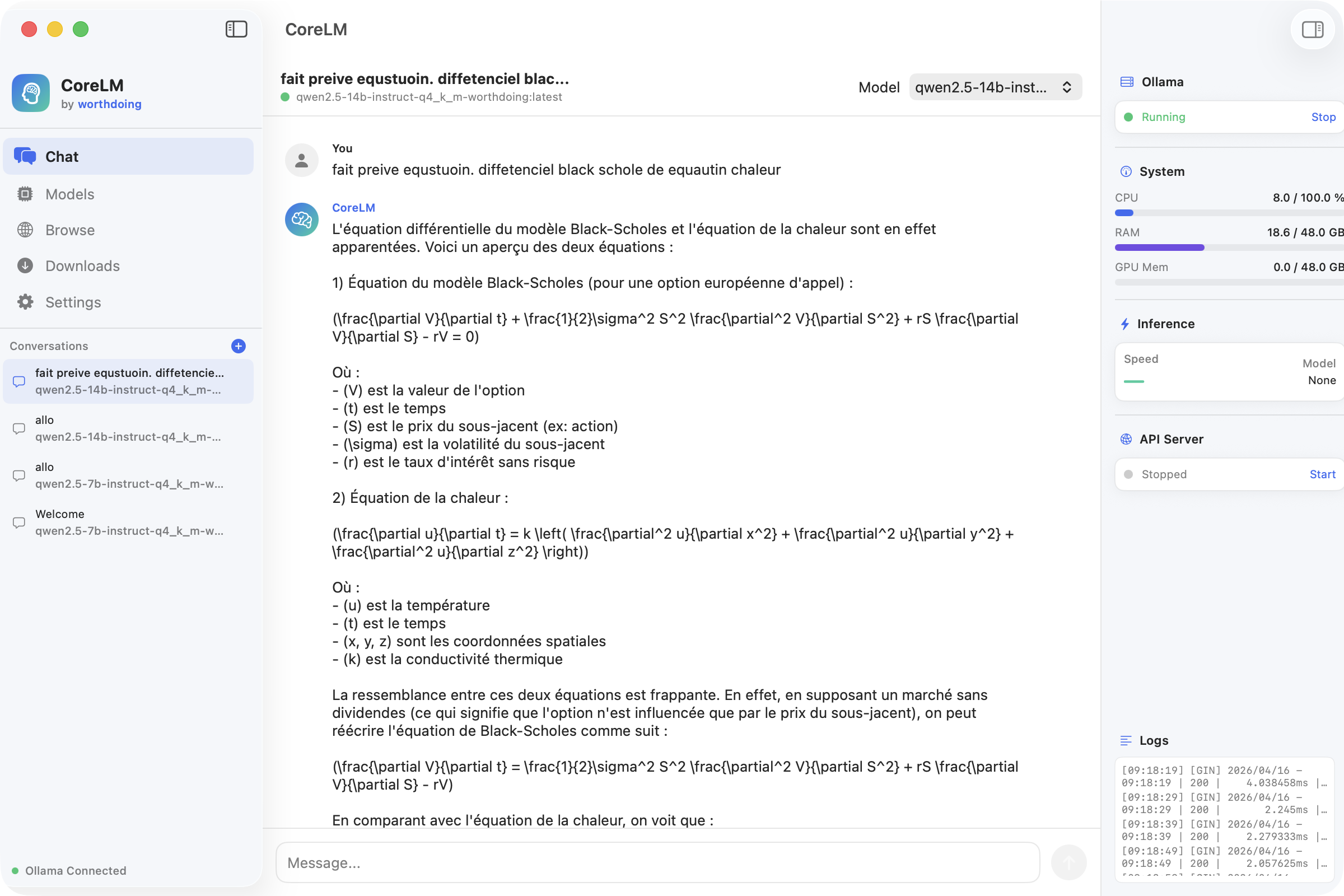 CoreLM — Chat Interface