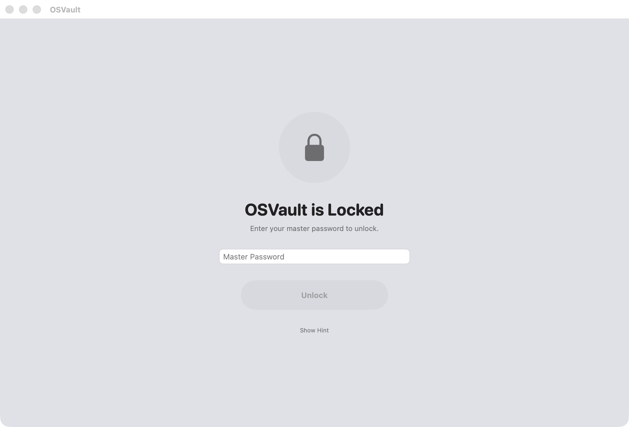 OSVault — Lock Screen