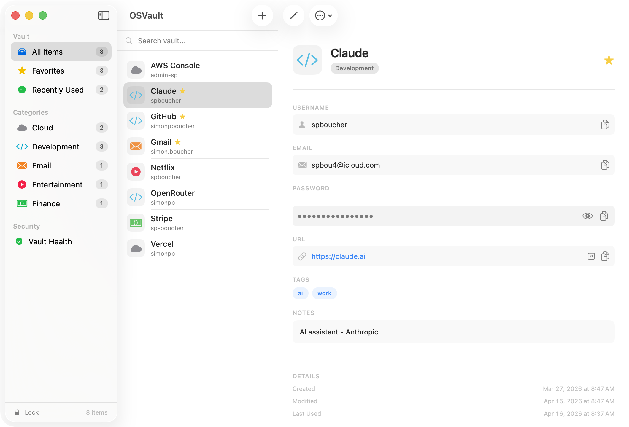 OSVault — Main Vault