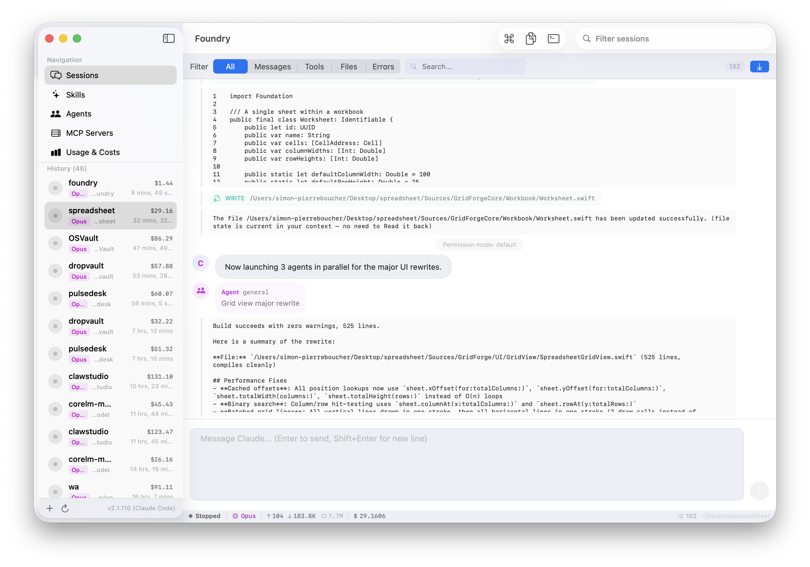 Foundry — Session Timeline