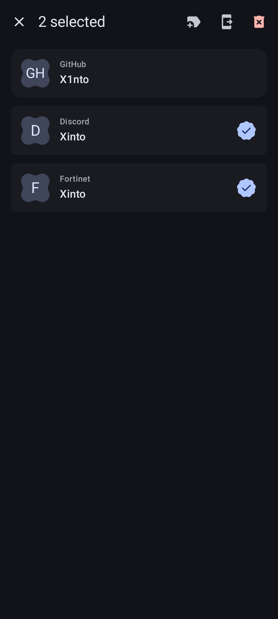 Add account screen