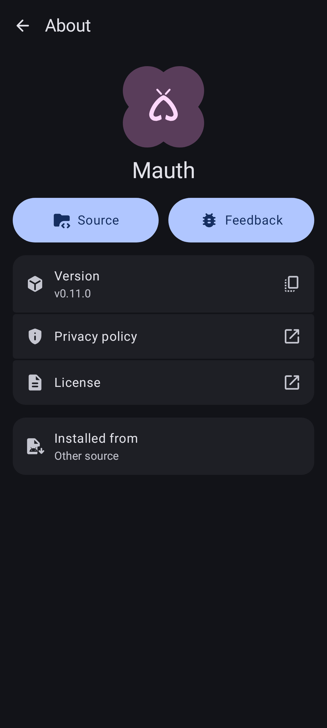Edit account screen