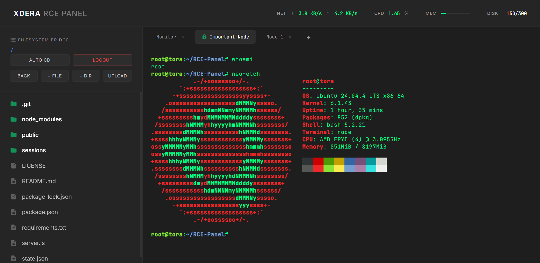 XDERA RCE Panel Filesystem