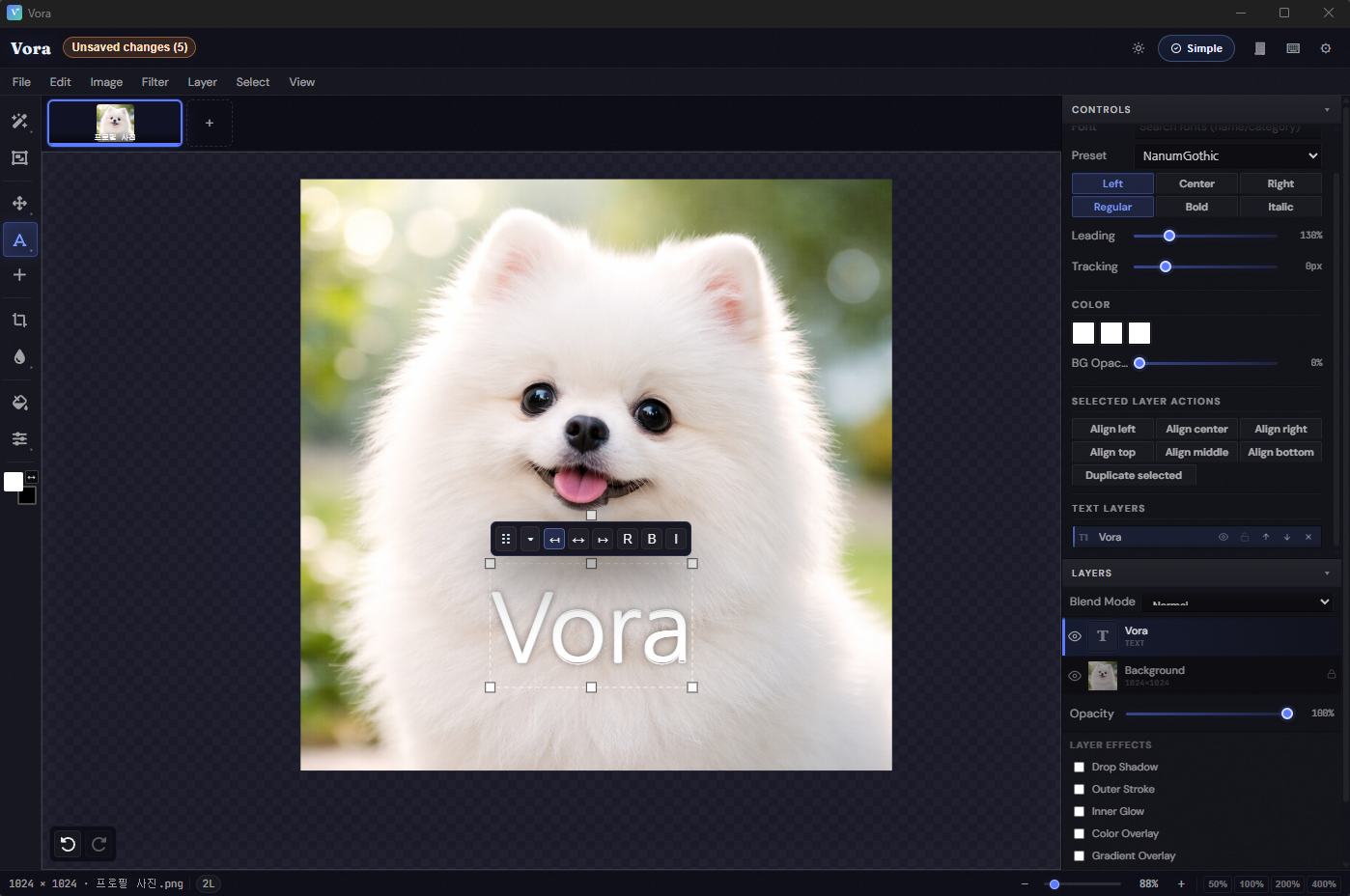 Vora editor preview
