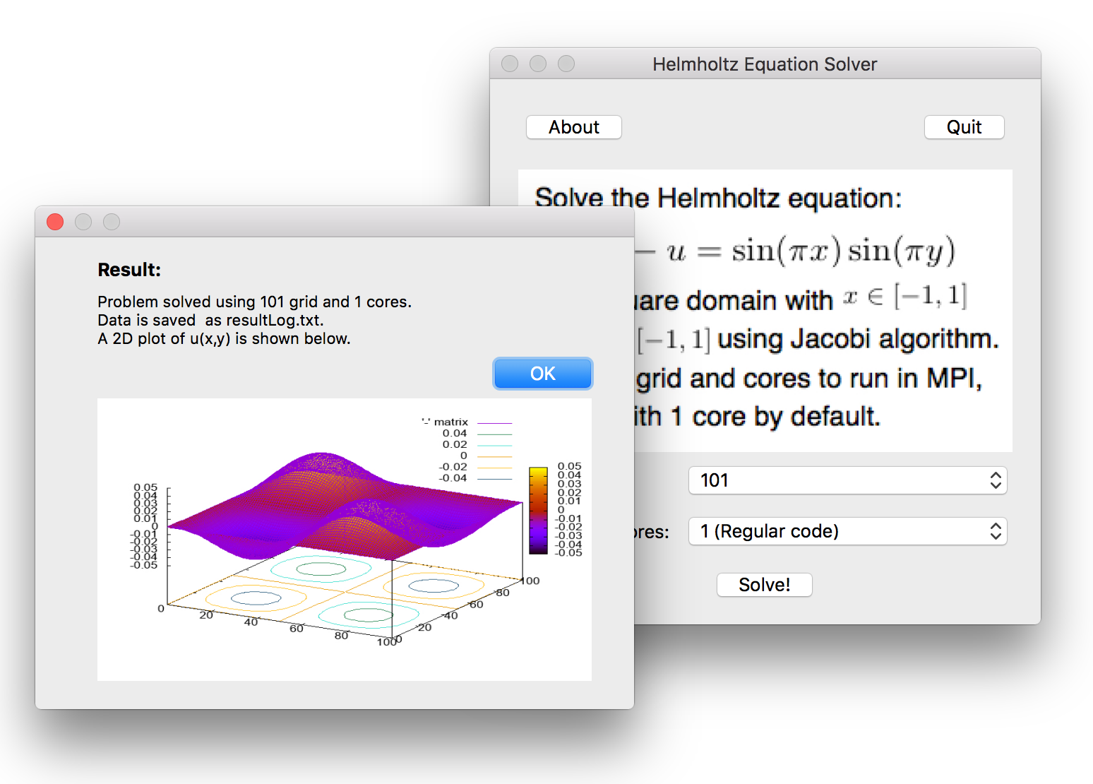 Helmholtz Equation Solver Result