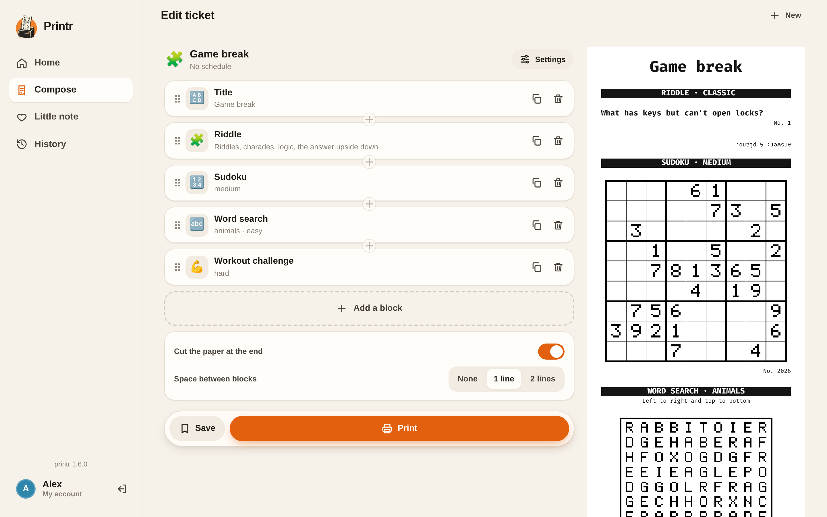 The ticket composer of the web interface, with its preview