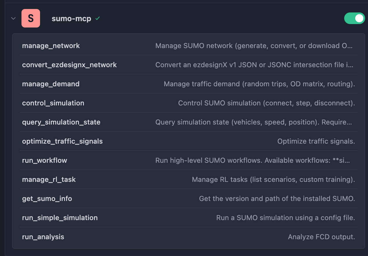 SUMO-MCP Tool List