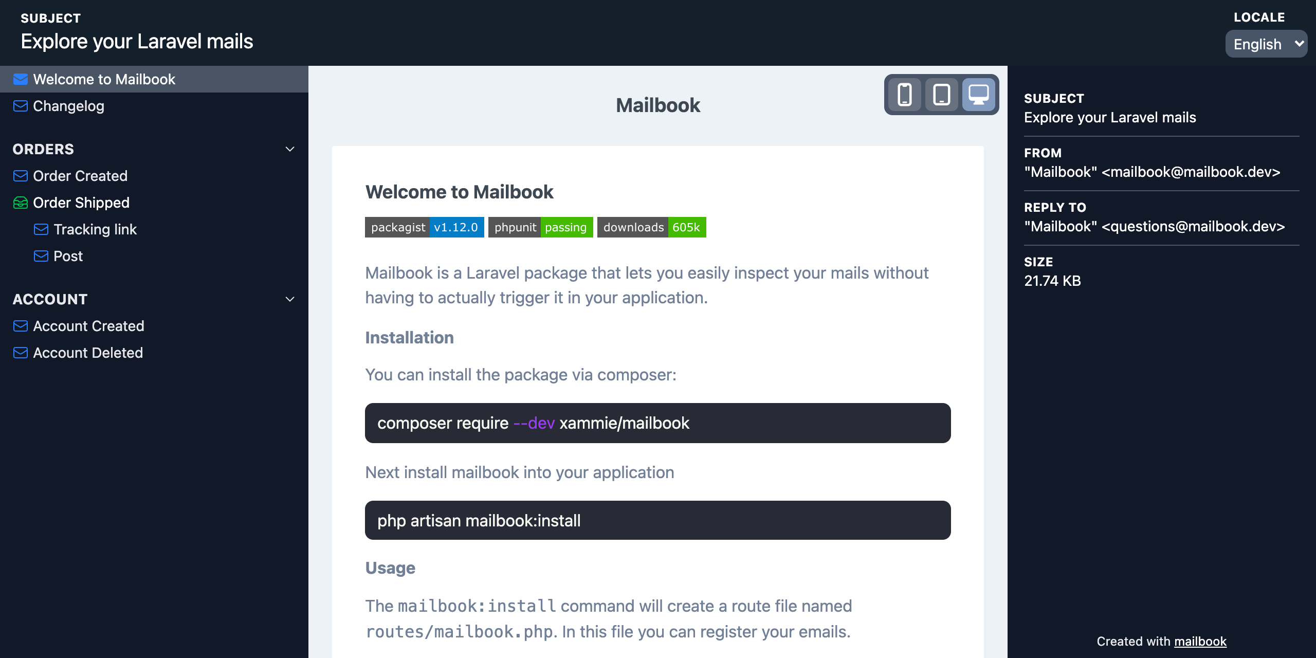 Example screenshot
