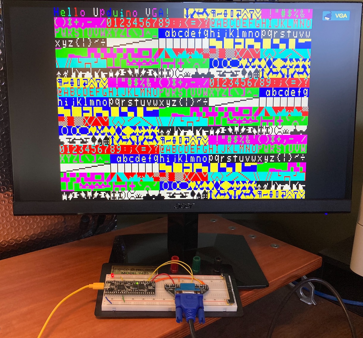 UPduino generating 640x480 8 color display