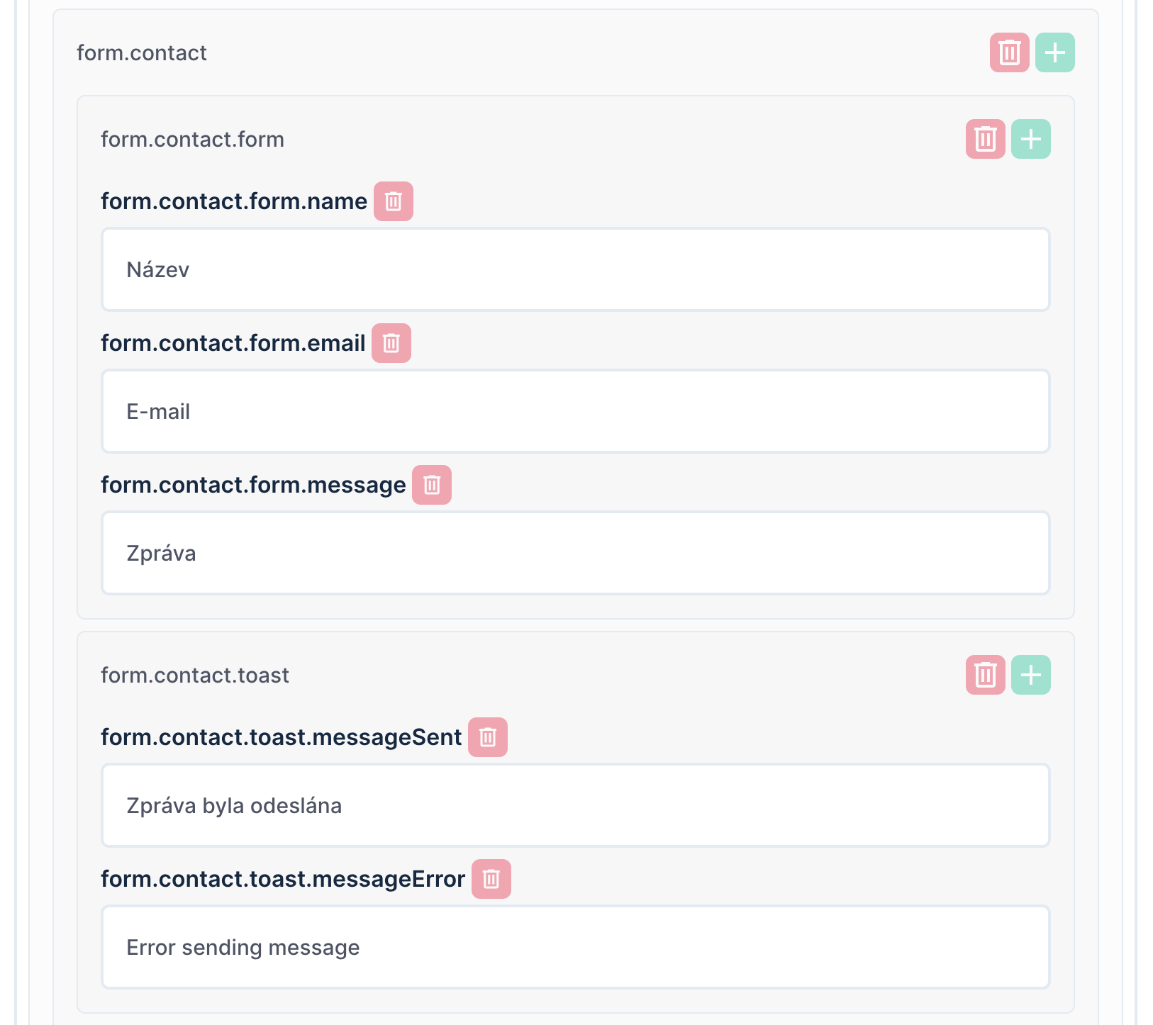 JSON Form Interface Visual