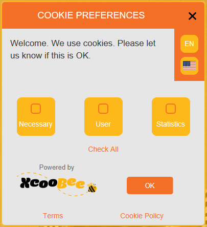 showing XCK cookie popup