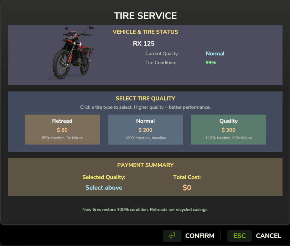 Tire Service Dialog