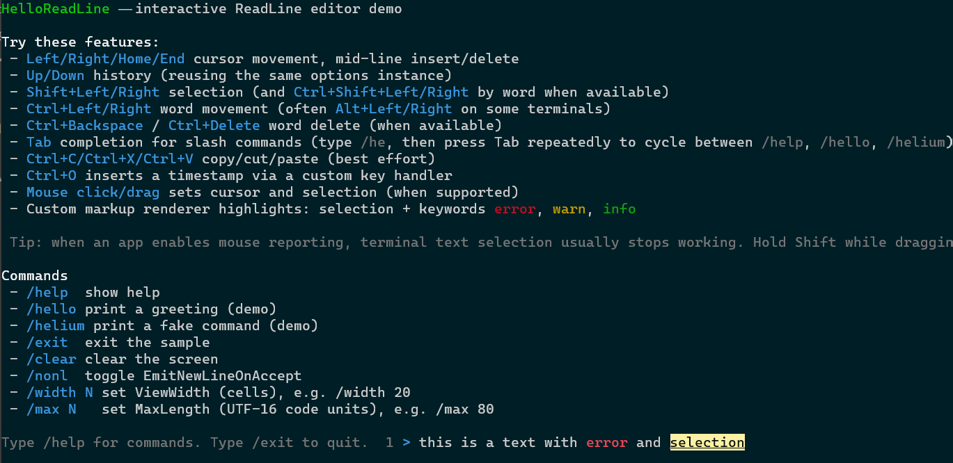 Interactive ReadLine Demo