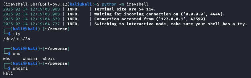 irevshell autocompletion