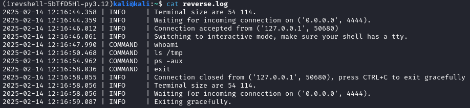 irevshell logfile