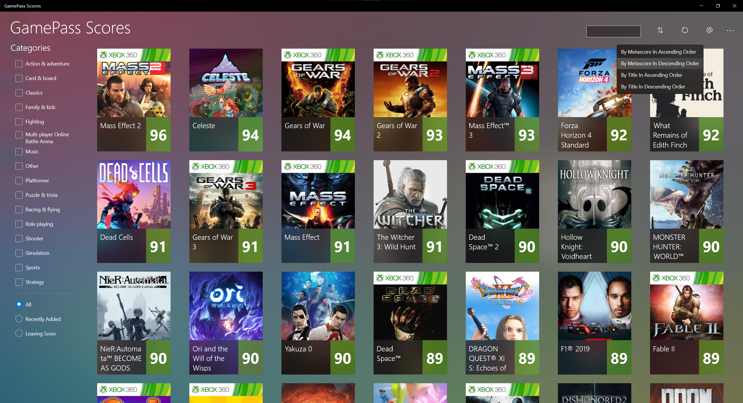 Xbox Game Pass - Metacritic Scores (A response to There are no good games  on Game Pass) : r/XboxSeriesX