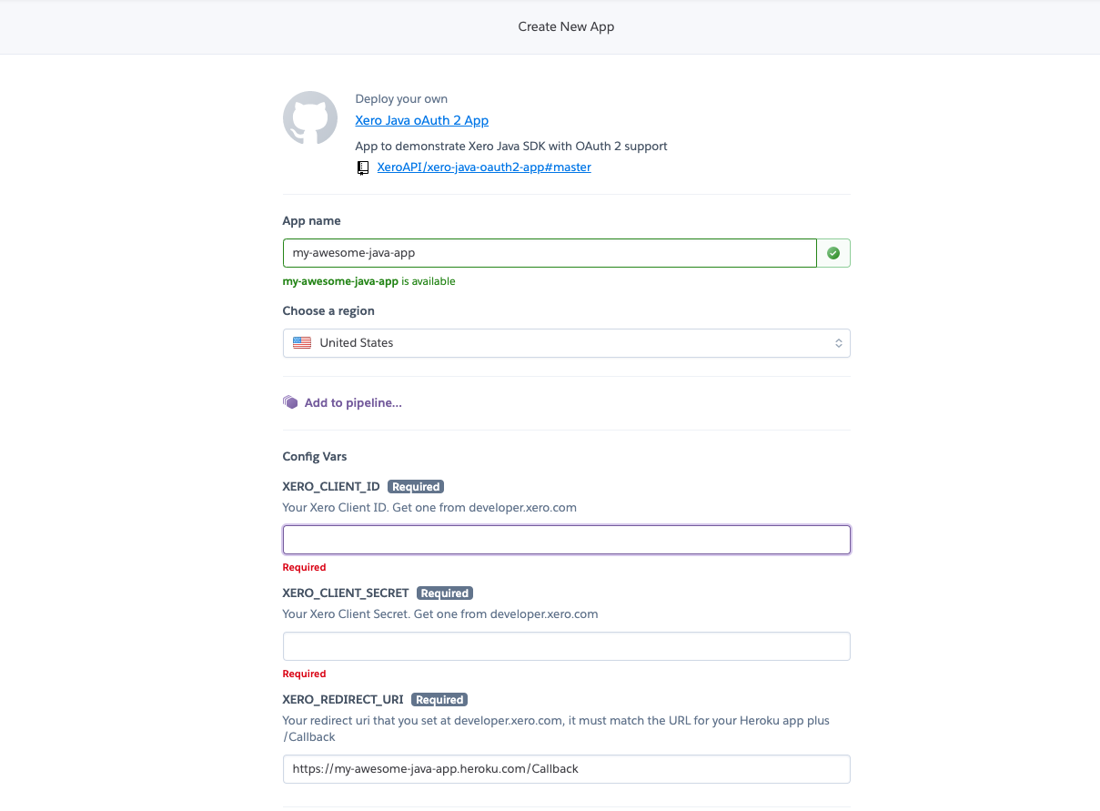 Heroku : Create New App