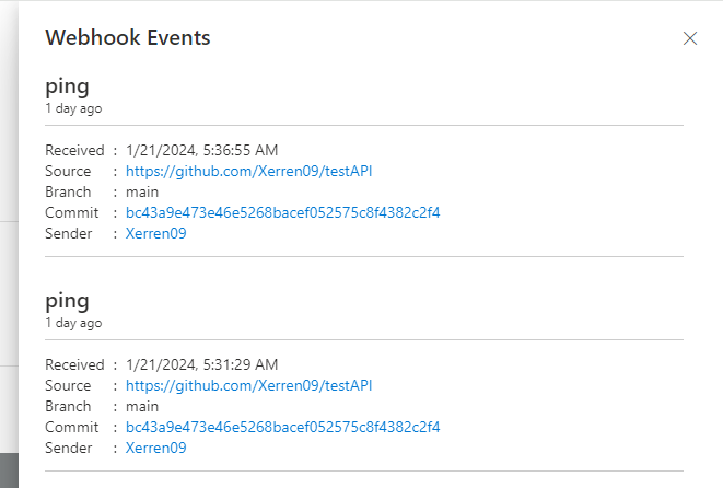 Boop project page webhook events 