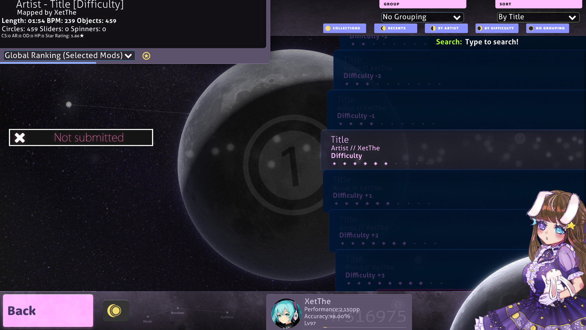 Bunny in the Moon Song Select UI
