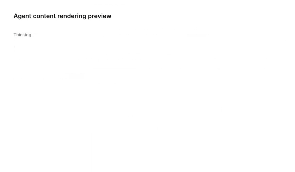 Looping CornAgent demo in English: reasoning, tool calls, streaming responses, and automatically collapsing process details