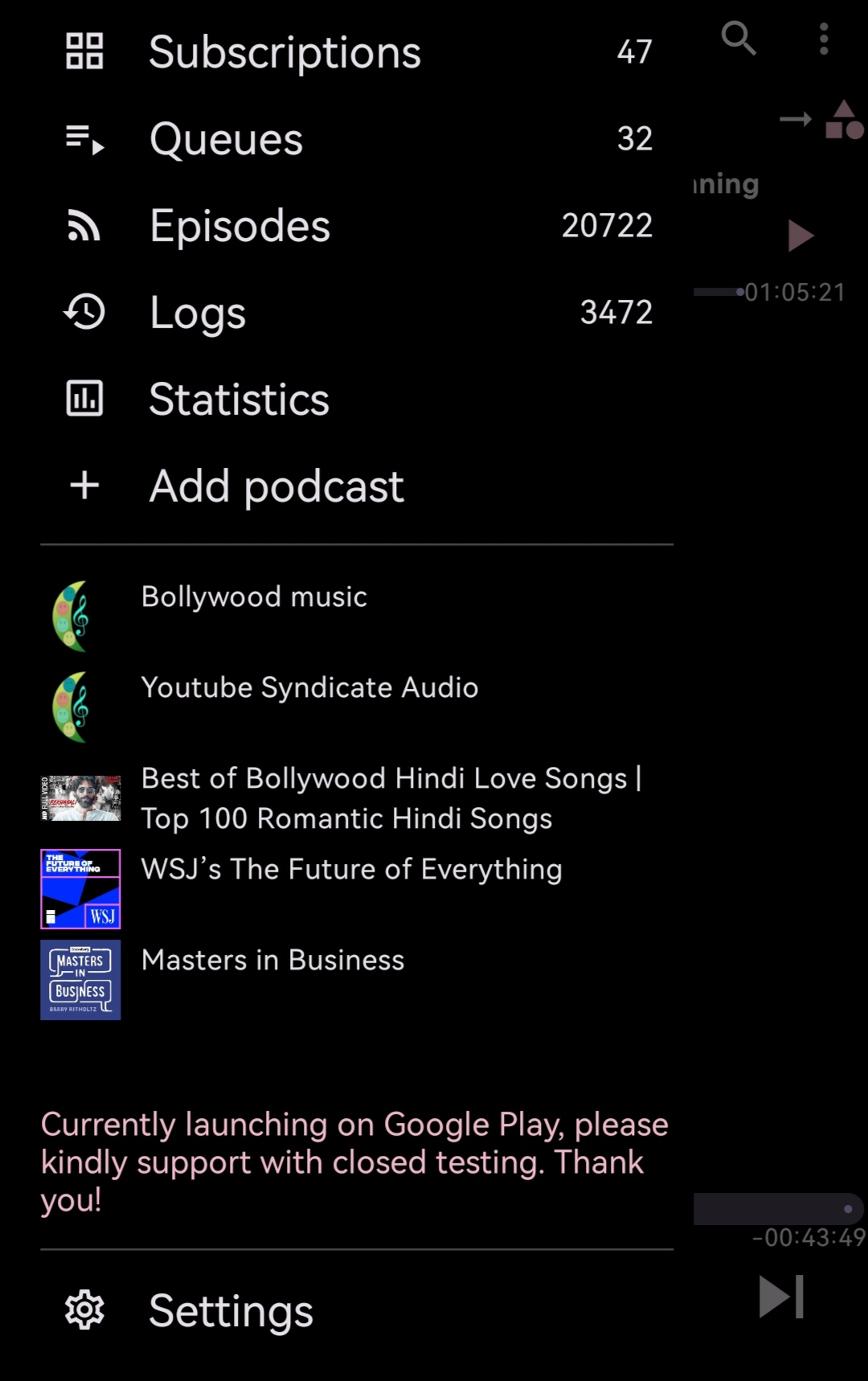 Screenshot 1 of Podcini — opens full size