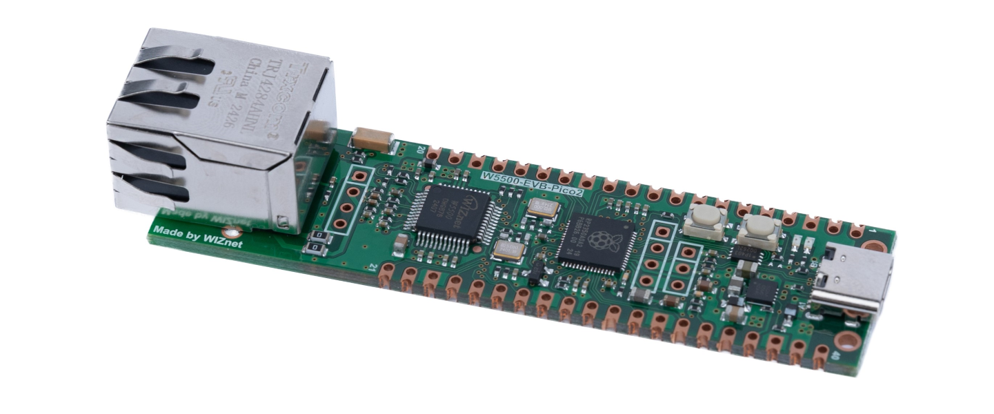 Actual W5500-EVB-Pico2 board used by the project