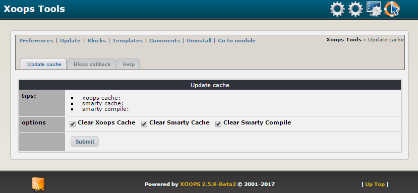  Figure 1: Main view of the Block Tools Module (Admin side)