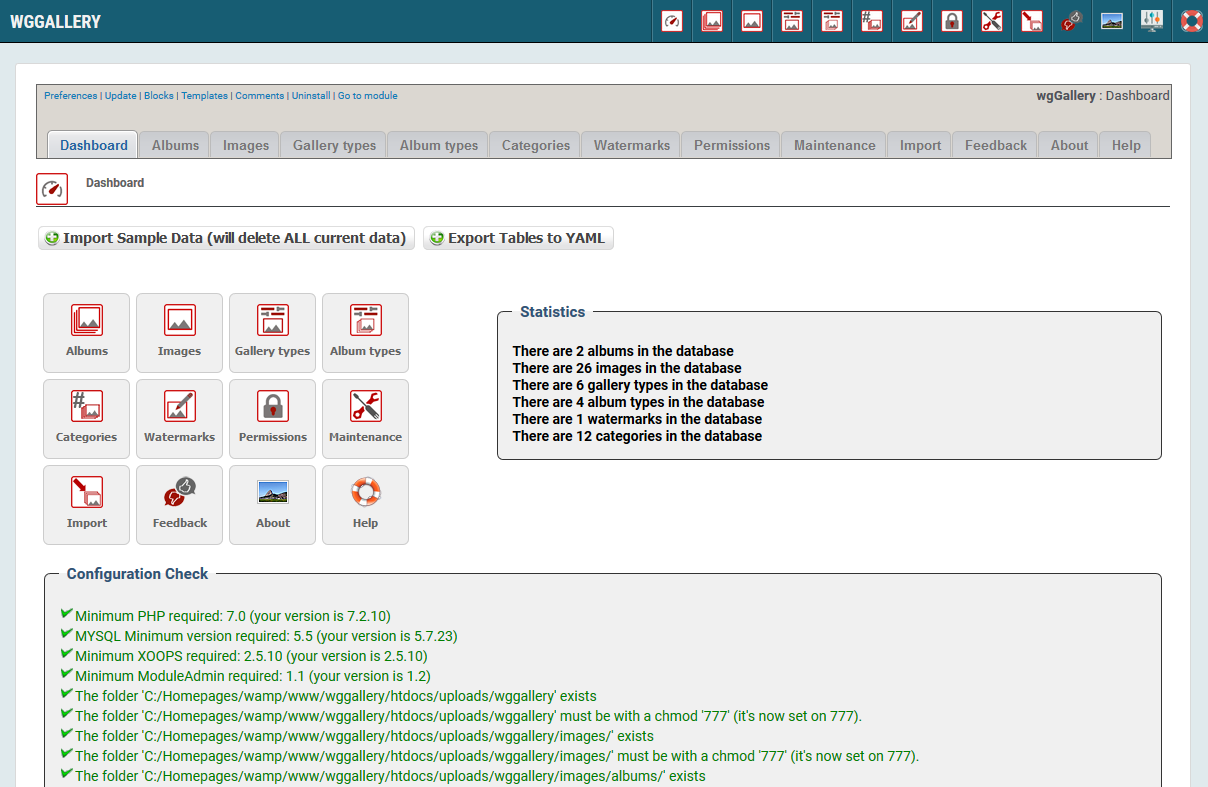 Dashboard on admin side