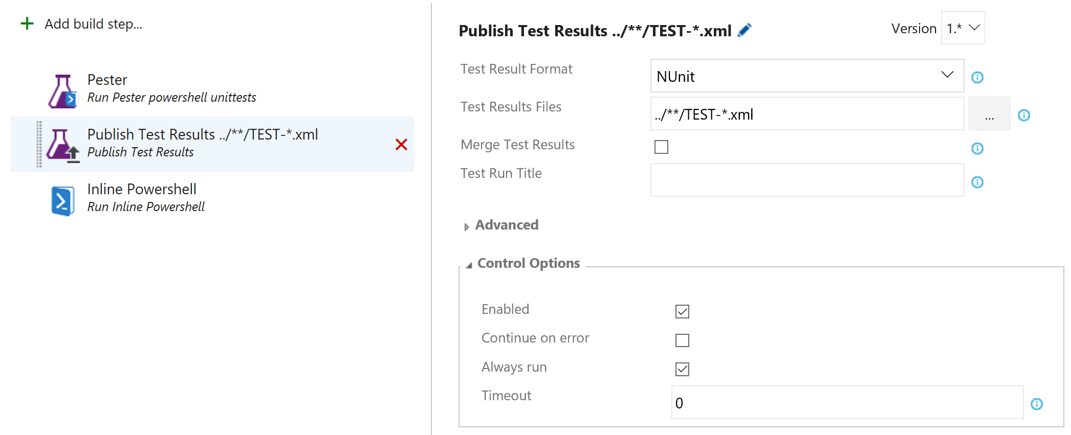Upload test results VSTS