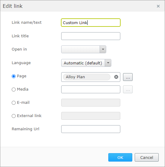 PropertyLink editor