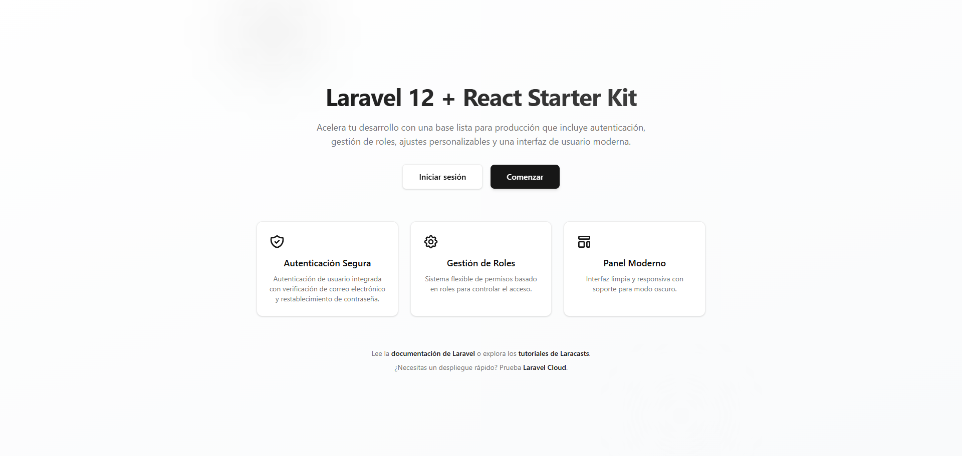 Laravel 12 + React Starter Kit
