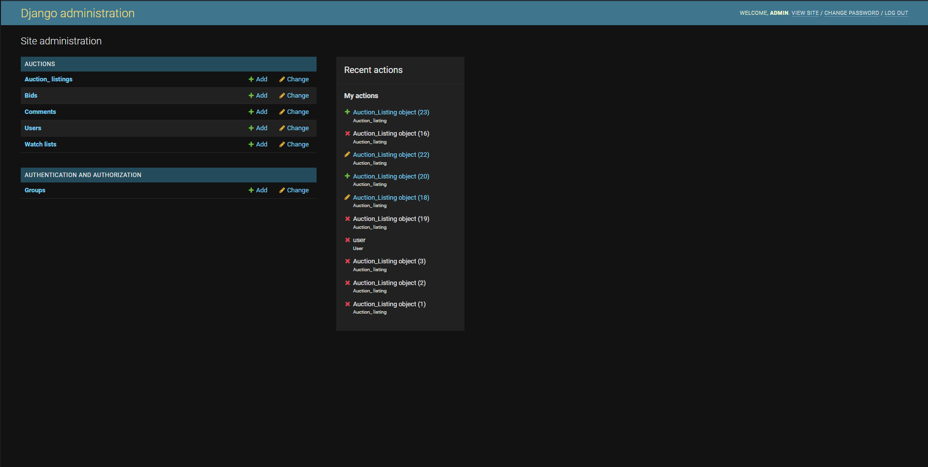 Picture of Admin Interface