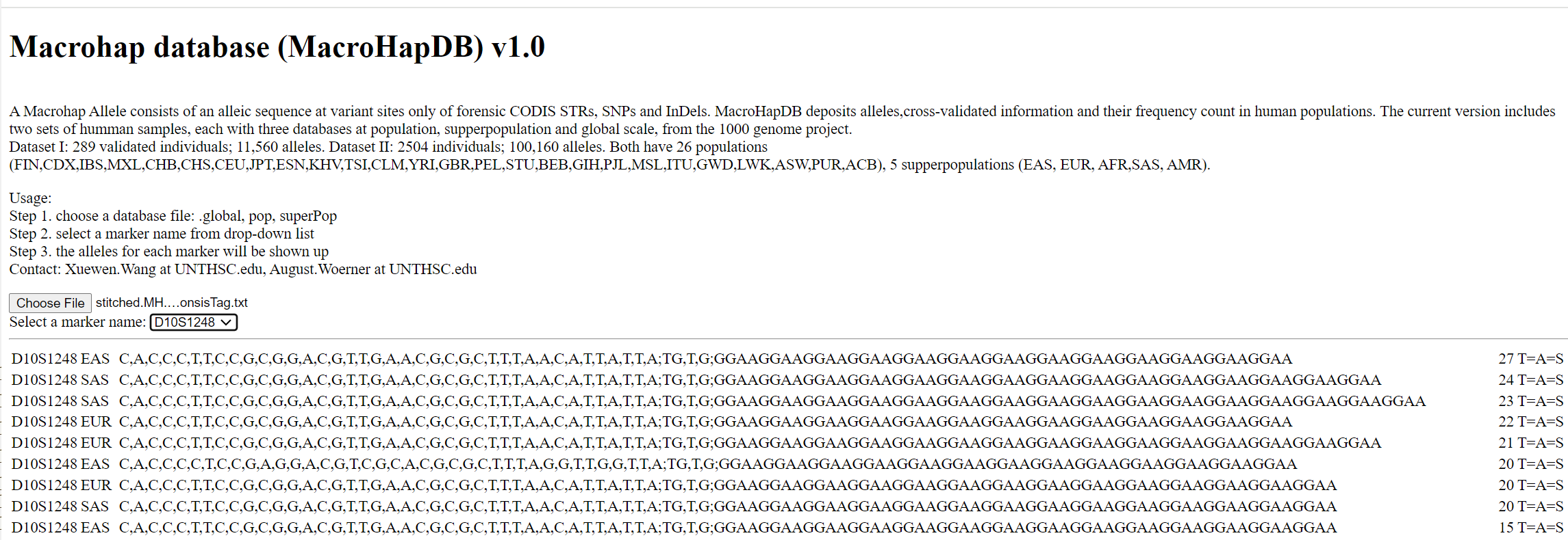 Displaying of CSF1PO variant alleles