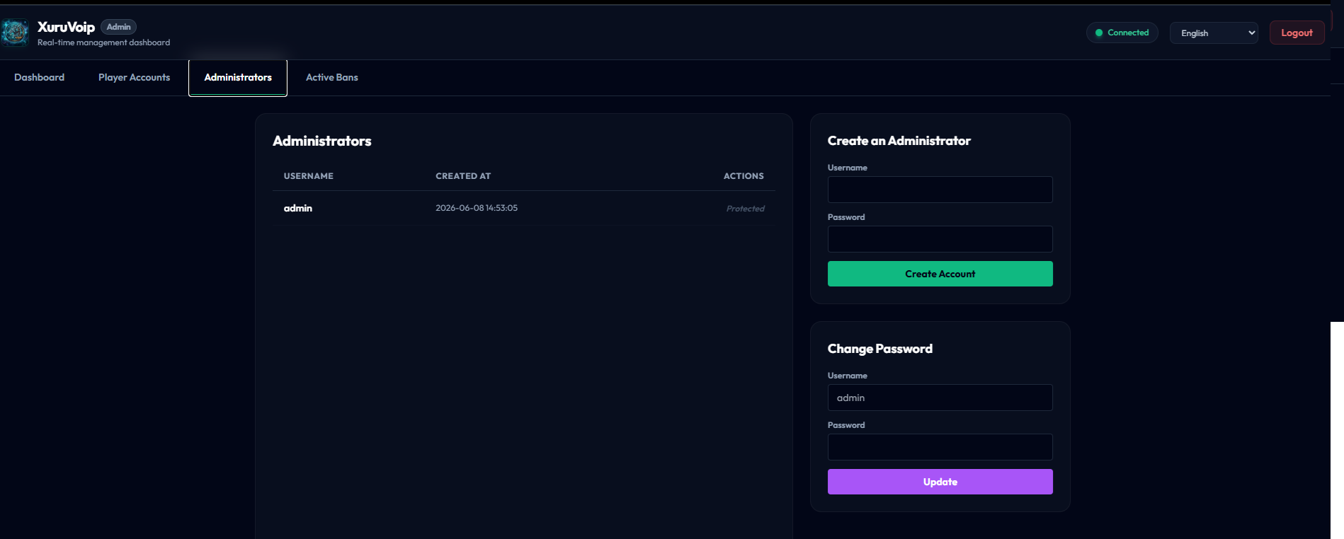 Admin Web Portal Admin List